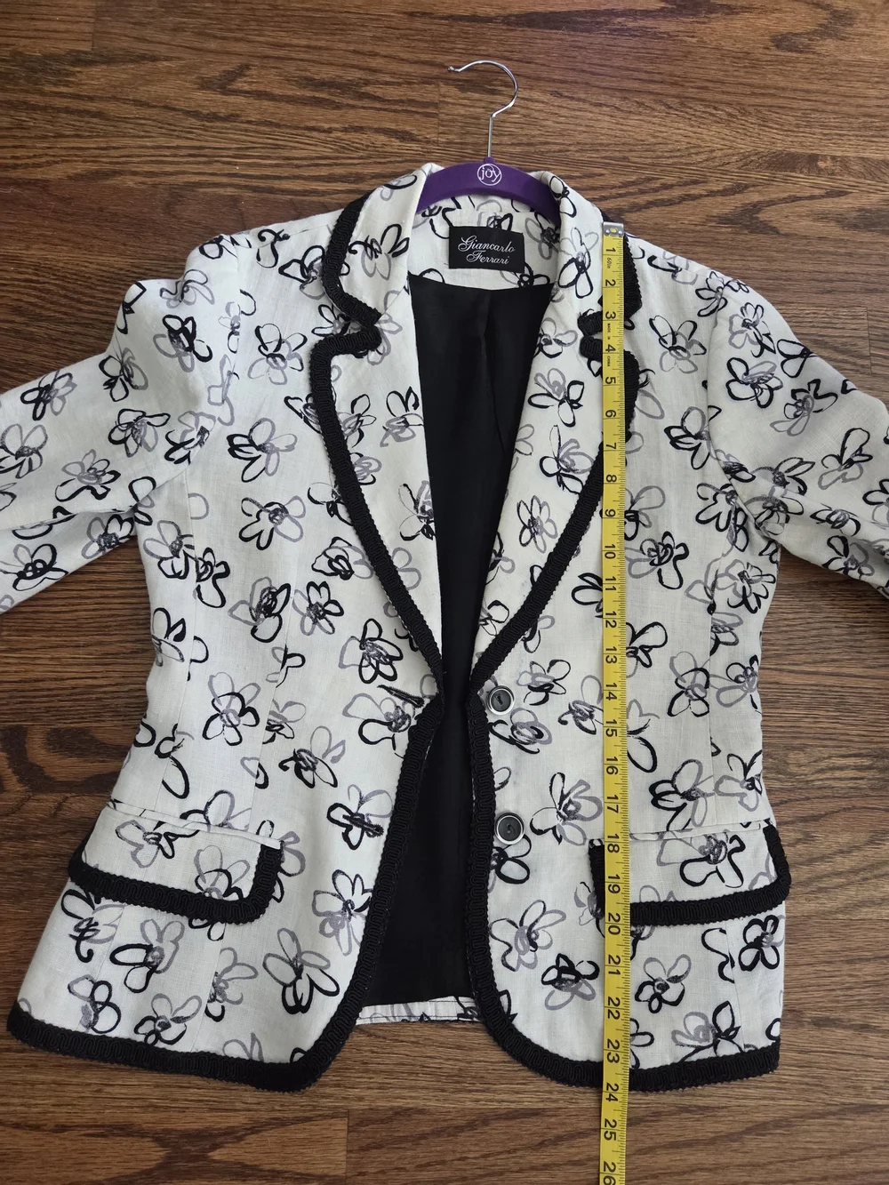 Vintage Y2K Giancarlo Ferrari Linen Floral Blazer Jacket Size 4